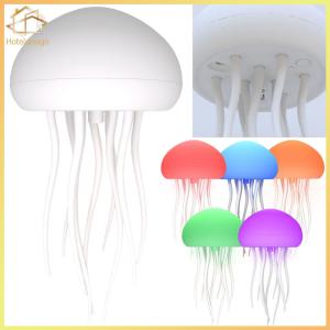 Cute Jellyfish Bedside Lamp Voice Control Type-C Charging Bedside Bedroom Companion Light RGB Gradient Flexible Tentacles for Holiday Children Gifts