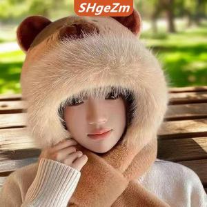 [COD] SHgeZm Mùa Đông Sang Trọng Beanies Dễ Thương Đan Hat Cho Phụ Nữ Cô Gái Dễ Thương Tai Muffs Windproof Dệt Kim Cap Cho Thời Tiết Lạnh