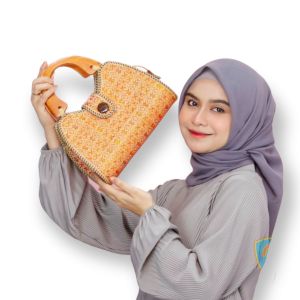 Eunoia tas pesta Bahan songket gagang kayu tas selempang wanita anyaman etnik terbaru 2023