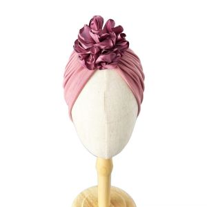 GOLFDIN Big Flower Women Turban Hat Solid Color Elastic Muslim Hijab Casual Bonnet Indian Cap Hair Accessories