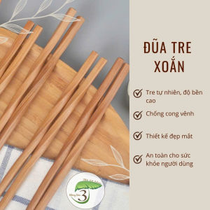 Đũa Tre Tự Nhiên xoắn Cao Cấp Thân Thiện Môi Trường (Túi Trong 10 đôi) 24cm