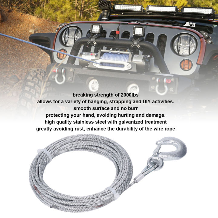 Cuttable Rope Winch Stainless Steel Cable 4mmx12m Winch Wire Rope Smooth Surface ...