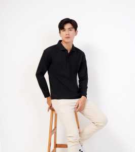 KAOS KERAH LENGAN PANJANG HITAM BAHAN PREMIUM 100% KATUN - Kaos Kerah panjang polos warna hitam - kaos kerah lengan panjang - KAOS KERAH PRIA LENGAN PANJANG WARNA HITAM BAHAN LAKOS KATUN PREMIUM QUALITY - kaos polos cowok - kaos cowok - kaos kerah cowok