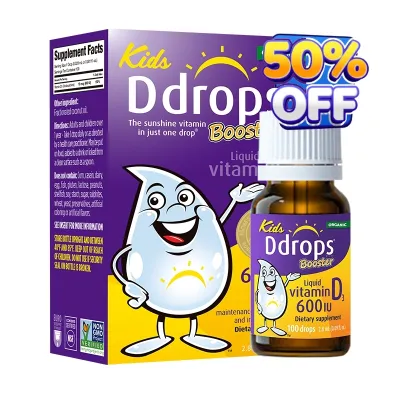 Ddrops/ดีดรอปส์ คิดส์ บูสเตอร์ 600 IU 100 หยด วิตามินดี 3 ชนิดน้ำสำหรับเด็ก รับประทานได้ทุกวัน ส่งเสริมกระดูกแระบบภูมิคุ้มกันให้แข็งแรงสำหรับวัยรุ่น สูตรไม่กระตุ้นภูมิแพ้ (2.8 มล.) #อาหารเสริม #วิตซี #วิตามิน #บำรุง #อาหารบำรุง #โปรตีน #ลดน้ำหนัก