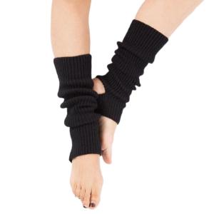 Women Girls Stirrup Leg Warmers Boot Cuffs Ribbed Knit Solid Color Toeless Knee High Socks for Latin Ballet Dance Yoga