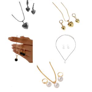 Elegant Pearls/Heart Set For Women Dainty Necklace And Earrings Accessories For Weddings Parties Daily Wear