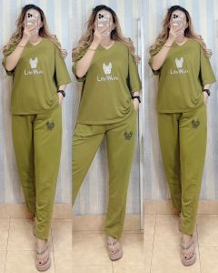 36512 SETELAN V BORDIR BABYTERRY HALUS BAHAN IMPORT HQ SIZE JUMBO