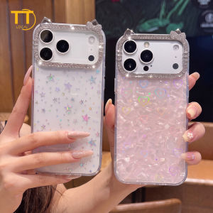 Tri-Town Bling Rhinestone Camera Frame Case For iPhone 17 11 13 14 15 16 12 Pro Max Love Heart Pattern Shockproof Protective Cover