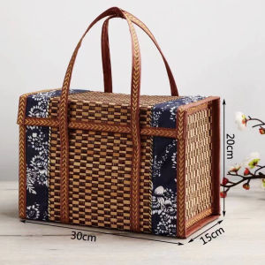 MLADEN Multiple Size Rattan Basket Picnic Woven Basket Foldable Storage Bag Bamboo Basket Bakul Rotan