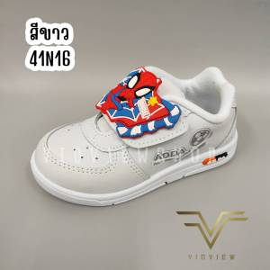 VIDVIEW !!ลดสนั่น!! รองเท้านักเรียน เด็กชาย Adda 41A16 และพละ 41N16 แปะเทป ลายสไปเดอร์แมน เบอร์ 25-35 สีดำ รองเท้านร รองเท้าเด็กชาย รองเท้าพละ