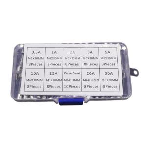 9ค่า72ชิ้นชุดการจัดประเภทฟิวส์หลอดแก้วช้า6X30มม. 250V 0.5A ~ 30A ฟิวส์หลอดแก้วบรรจุในกล่องพลาสติกใส