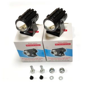2Pcs Motorcycle Spotlights Including switches Mini Driving Light Yellow + White Hi-Lo Beam Led Motorcycle Spot Lights LED Auxiliary Lamp Car Spotlight