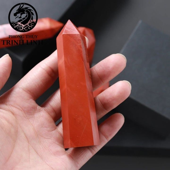 Trụ đá Jasper đỏ thanh tẩy dùng trong Tarot, reiki, thiền định,yoga cân ...