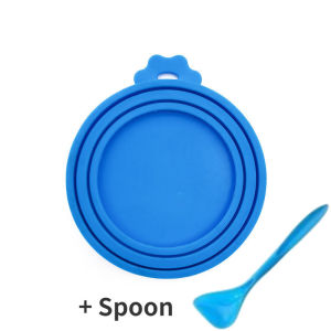 Silicone Can Lid Pet Food Cover Reusable Airtight Spoon Fresh Storage Cat Dog
