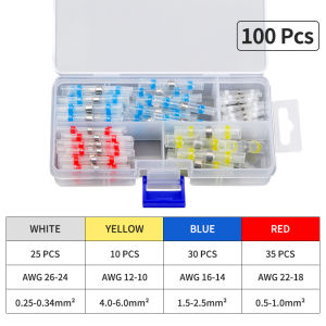 Hoolnx 200 PCS Solder Seal Wire Connector Kit Heat Shrink Butt Terminal Waterproof Insulated Electrical Butt Splice Wire Joint