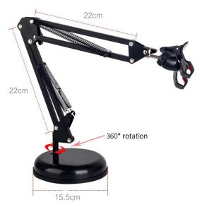 Stand Holder HP Meja Broadcast Streaming Youtube Tiktok Vlogger Multifungsi Bracket S77 Stand HP Meja Fahrenheit Putar 360 Derajat Holder Handphone Dudukan HP Stand Holding Phone Holder HP Lazypod Tablet Tripod HP
