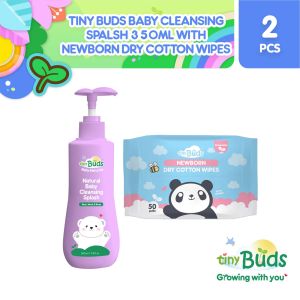 Tiny Buds Natural Baby Cleansing Splash 350ML with Newborn Dry Cotton Wipes