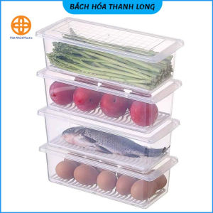 Hộp Đựng Thực Phẩm Hoa QuảThức Ăn Rau Củ Có Khay Để Tủ Lạnh Bằng Nhựa PP An Toàn Cho Sức Khỏe Hàng Việt Nhật (H-6586)