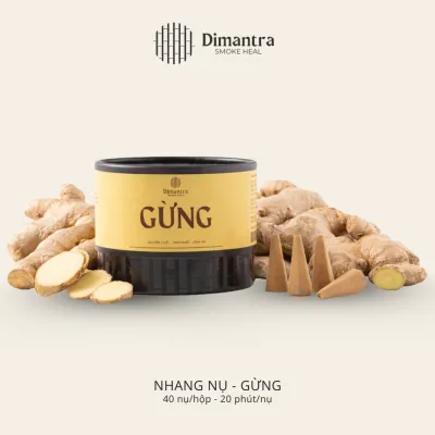 Nhang cây thảo mộc GỪNG - thành phần thiên nhiên ít khói an toàn cho sức khoẻ từ thảo mộc dịu nhẹ Dimantra