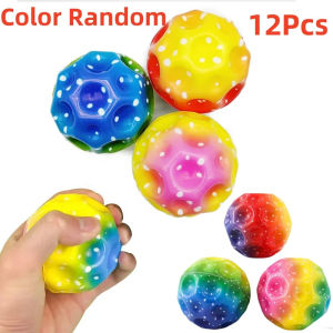 Moon-shaped Anti-fall Soft Ball for Children Colorful Toy High Resilience Inflatable Ball Porous Extreme Outdoor Games 12 Pieces