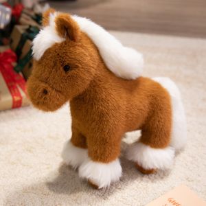CUBBY Standing Foal Plush Doll Simulation Long Mane Cartoon Horse Stuffed Toy Doll Toys Fluffy TailHorseshoe Pony Plush Toys Kids Gift