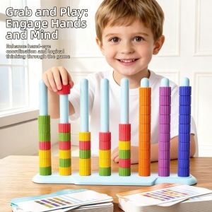 GIORGIONE Color Recognition Color Stack Challenge Classification Train Thinking Color Matching Puzzle Game Color Cognitive Toy Early Education Stacking Rainbow Rings For Kindergarten