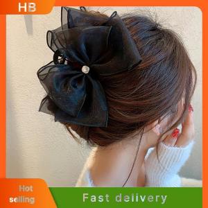 HB Fashion Tulle Big Bow Hair Claw Clips for Women Elegant Bowknot Hairpin Ponytail Clip Sweet Headdress Hair Accessories