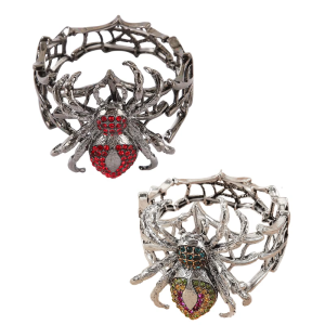 Dark Gothic Arachnid Inspired Adjustable Bracelet Rhinestones Embellished Wristlet For Costume Accessories Festival