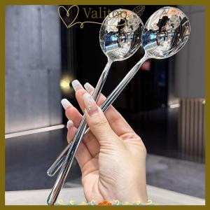 [Valitoo] Stainless Steel Spoon Korean Long Handle Tableware Thicken Stirring Ice Spoon Meal Spoon Household Dinner Spoon