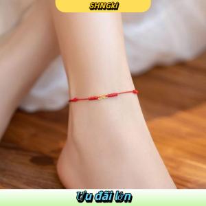 SHNGki Tay bện dây màu đỏ Vòng đeo tay hợp kim tay dây đôi Vòng đeo tay đơn giản khóa dân tộc phụ kiện nữ gốc