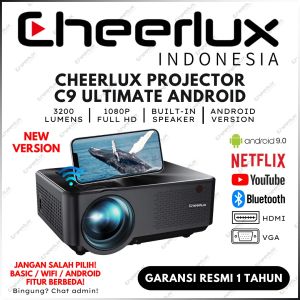 CHEERLUX INDONESIA | Proyektor Cheerlux C9 Android Ultimate Wifi Bluetooth 3200 1080P Full HD