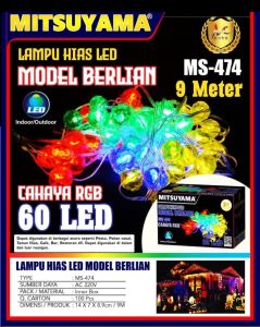 TERBARU Lampu Natal MITSUYAMA MS - 474 LED Berlian / Lampu Hias Berlian DIAMOND KRISTAL BOLA  60 LED 9 METER RGB MURAH BERKUALITAS