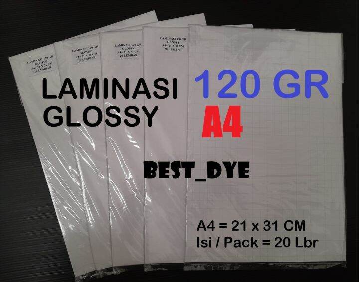 Plastik Laminasi Dingin Glossy 120 Gr A4 21 X 31 Cm 1 Pack 20