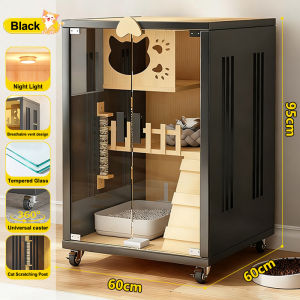 Luxury Cat Villa Solid Wooden Cat House Pet Showcase Indoor Cat Cage Multi-level Cat House