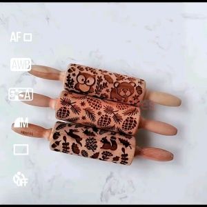 Wooden Rolling Embossing Baking Cookies Biscuit Dough Roller Cake Pastry Baking Tools Accessories Thermomix Accessories