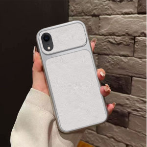 Business Lychee Leather Case for iPhone XR Pure Color Shockproof Camera Protection Cover