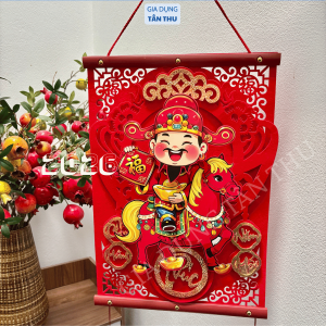 Tranh Ông thầƞ Եài Lắc Cưỡi Ngựa (Tặng Móc Treo) 43x31cm Mang Đến May Mắn Tài Lộc Cho Năm 2026 Chất Liệu Nỉ Ép Kích Thước Lớn Thích Hợp Trang Trí Nhà Văn Phòng