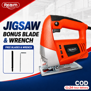 REAIM Cordless Electric Jigsaw 220V Charger Variable Speed Industrial Grade Portable Wood Cutting Saw with Blades for Woodworking DIY Home Renovation Construction Metal Cutting