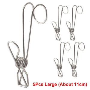 Homigoo 5 Pcs Home Storage Rack Laundry Hooks Clothes Pegs Photo Clip Stainless Steel Clothespins