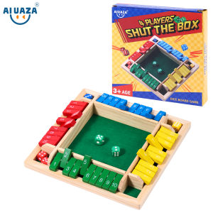 AIUAZA 1 Set Drinking Games Wooden Board Game For 1-4 Players Classic Family Game With 8pcs Dices gaming gift
