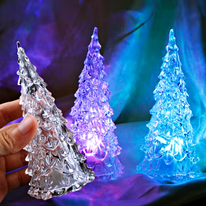 โคมไฟอะคริลิค คริสตัล โคมไฟตั้งโต๊ะ รูปต้นคริสต์มาส ตกแต่งห้องเด็ก บ้าน ปาร์ตี้คริสต์มาส ของขวัญ