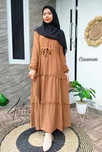 Gamis Adisa S-XXXL Rempel Tiga Susun Terlaris | Dress Crinkle Airflow Polos Canda Premium Terlaris Busui Friendly