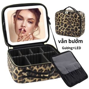 (Có sẵn) Cốp makeup cốp đựng mỹ phẩm có gương 26*23*11cm túi đựng mỹ phẩm led túi đựng đồ makeup