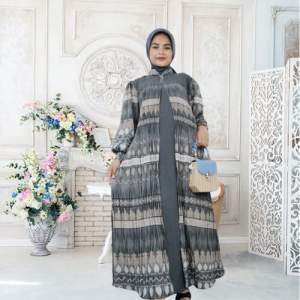 Gamis Kondangan Wanita Terbaru 2024 Anisah Bahan Crinkle Airflow Plisket Dress Cantik Kekinian Elegan