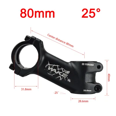 WAKE Aluminum Alloy Bicycle Handle bar Stem 25 Degree 80mm Ultralight MTB Mountain Bike BMX Handle Bar Stem