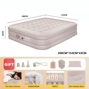 Double Size Foldable Inflatable Air Bed Self-inflating Mattress Portable Camping Bed Rapid Inflation and Deflation