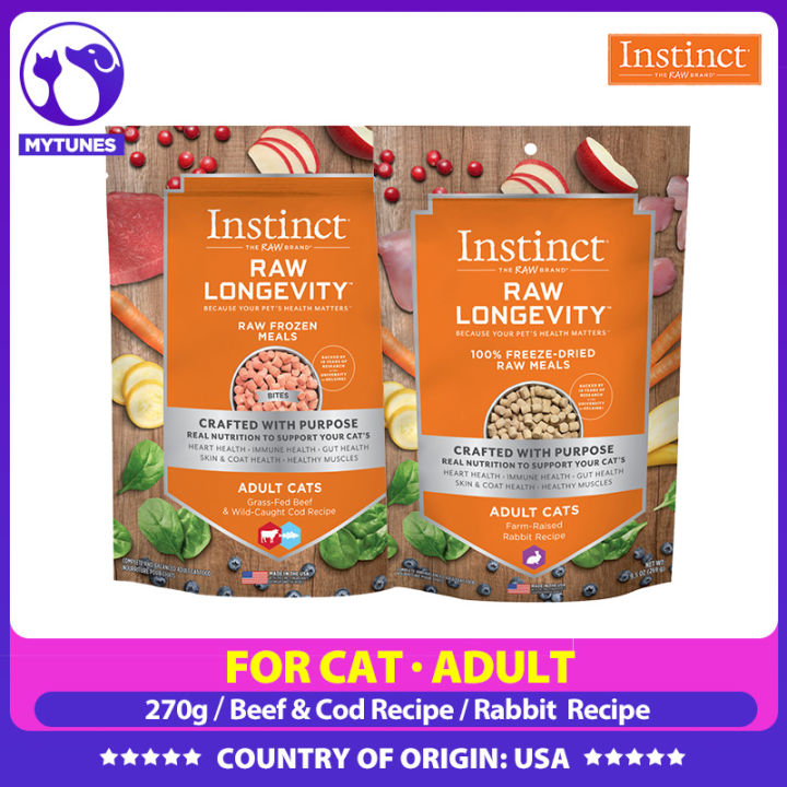 Instinct® Raw Longevity Adult Cat Food Beef & Cod Rabbit Recipe 270g