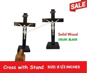 Wood Cross with Stand for Altar 8 1/2 inches High Quality Best for Prayers Religious Cross Unique Design