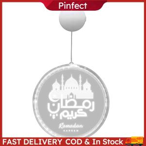 Ramadan Mubarak LED Window Light with Suction Cup Islamic Muslim Style Hanging Light Battery Operated for Door Home Party Supplies
