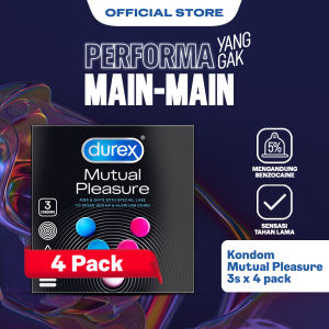 Durex Mutual Pleasure Kondom Gerigi Kondom Pria Tahan Lama 3s (4 pcs) - Condom with Benzocaine